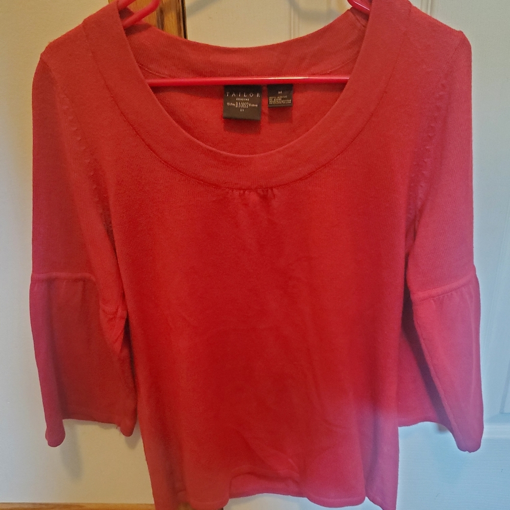 Red womans shirt 3/4 length sleeves